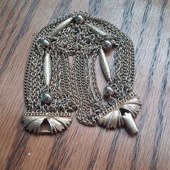 Vintage Gold Tone Multi-Chain Metal Chain Bracelet, Unisex Adults, No Stone