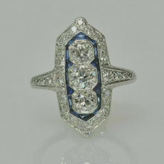 Art Deco Vintage Style Lab Created Diamond 14K White Gold Finish Engagement Ring