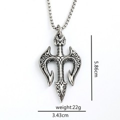 Stainless steel men’s trident pendant necklace