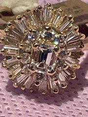 Vintage 14kt Gold Ballerina Cocktail Ring set with 1.53tcw Fine Diamonds, Size 5