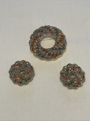 Vintage 1960s Sarah Coventry Song of India Brooch Pin Set with Clip On Earrings