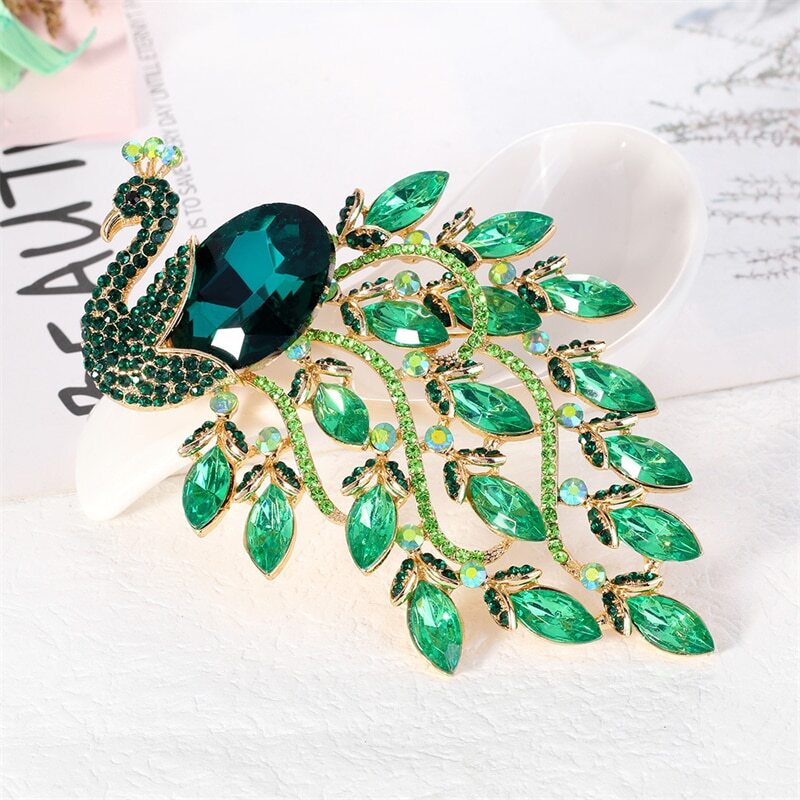 Rhinestone Peacock Brooches Scarf Pins Animal Brooch for Women Luxury Jewelry