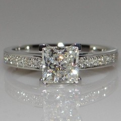 Art Deco Style Princess Lab Created Diamond Anniversary 14K White Gold FN Ring