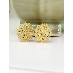 Vintage Lemon Yellow beaded cluster clip on earrings