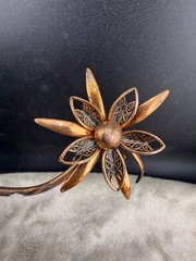 Vintage Copper Flower Brooch READ