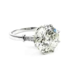 Art Deco Vintage Round Cut Lab Created Diamond 14K White Gold FN Engagement Ring